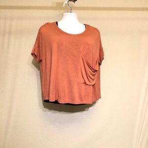 Lush Orange Fringe Open-Back Blouse